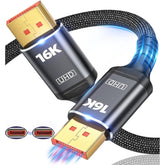 80Gbps Displayport Cable 2.1 16K@60Hz, 8K@120Hz, 4K@240Hz, DP 2.1 Cable 16K Braided Cord, Compatible with HDR10 DSC 1.2a, G-Sync FreeSync Gaming PC, Gaming Monitor 5090, AMD 7900XTX