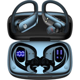 Ear Buds Wireless Earbuds Bluetooth Headphones with 80H Playtime LED Display Case, Over-Ear Hook with Mic, Stereo Sound, Easy Button Controls, Sports Earphones for Running Workout Gym