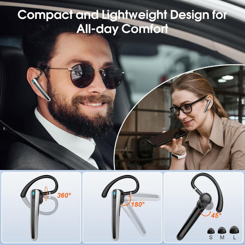 Bluetooth 5.4 Wireless Earbuds with ENC Headphones Noise Canceling Mic 120Hrs Talk Single-Ear Bluetooth Earpiece, LED Display, IP7 Waterproof Hand-Free Earphones for Android iOS Workout Gym Sports