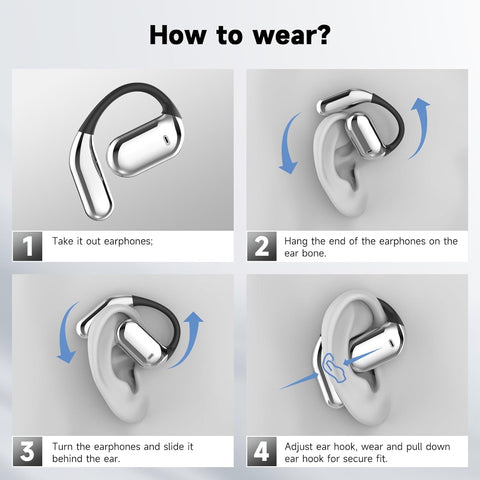 Earhook Bluetooth 5.4 Headphones Wireless Earbuds Sport Over Earphones Built-in Mic with Ear Hooks 50H Playtime Ear Buds LED Display Charging Case Waterproof Design for Running Fitness