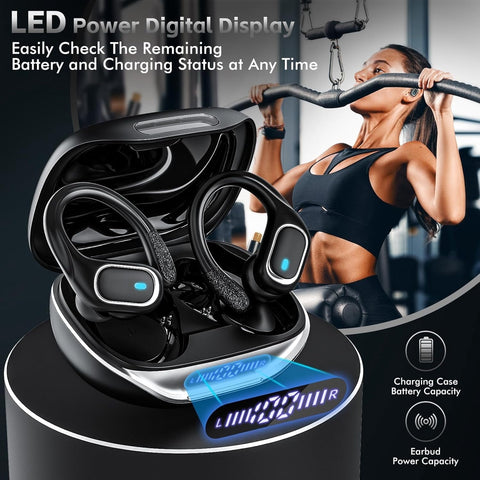 Wireless Earbuds Bluetooth 5.4 Headphones 80Hrs Playtime Ear Buds IPX7 Waterproof Sports Earphones Wireless Charging Case Over-Ear Earhooks Headest