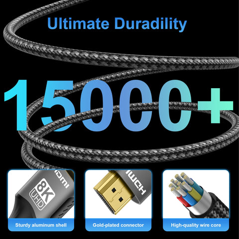 8K HDMI 2.1 Cable 8K@60Hz 48Gbps EARC ARC HDCP Ultra High Speed HDR For RTX Video Cable PC Laptop Projector HD TV PS5