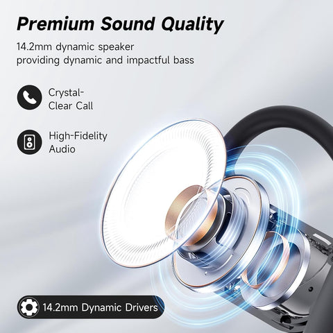 Earhook Bluetooth 5.4 Headphones Wireless Earbuds Sport Over Earphones Built-in Mic with Ear Hooks 50H Playtime Ear Buds LED Display Charging Case Waterproof Design for Running Fitness