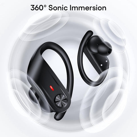 Bluetooth 5.4 Headphones Wireless Earbuds 80Hrs Playtime IPX7 Waterproof Digital Display Sport Ear Buds with Earhook Mic in-Ear Earphones Stereo Sound Earbud for Workout Running Exercise Gym