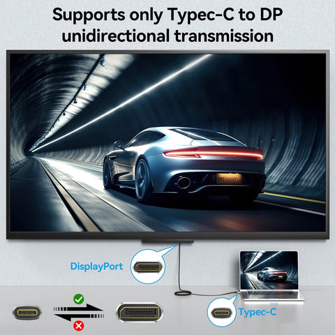 USB C to DisplayPort 2.1 Cable 16K@30Hz 8K@120Hz 4K@240Hz, Type C to DP Cable 40Gbps, Compatible With MacBook Pro M4/iPhone /Dell XPS/Surface/Gaming Monitor 3.3FT 6.6FT 10FT