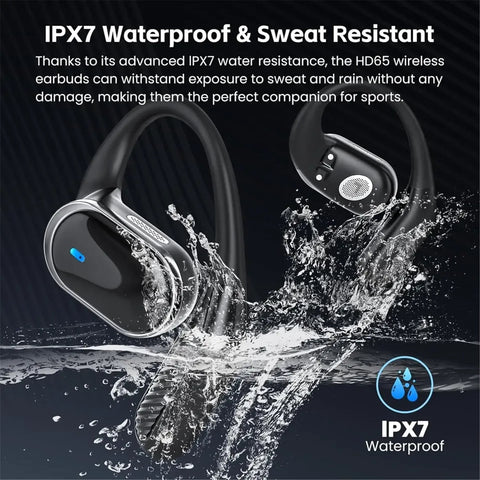 Open Ear Wireless Earbuds Bluetooth 5.4 Headphones 40Hrs Playtime Stereo Sound Earphones with IP7 Waterproof Ear Buds for Android iOS Workout Gym Sports