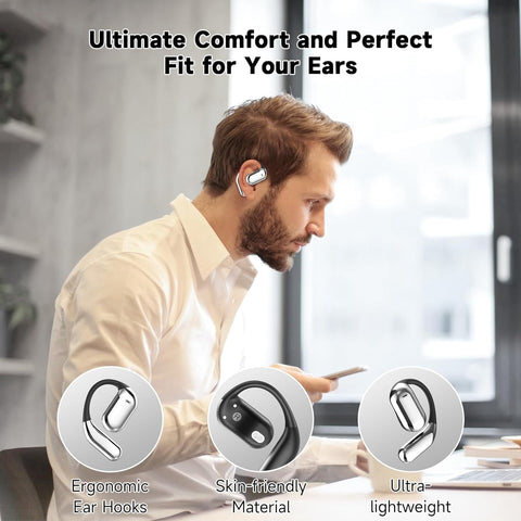 Earhook Bluetooth 5.4 Headphones Wireless Earbuds Sport Over Earphones Built-in Mic with Ear Hooks 50H Playtime Ear Buds LED Display Charging Case Waterproof Design for Running Fitness