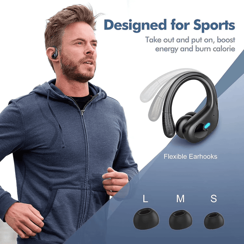Wireless Earbuds 75Hrs Bluetooth 5.4 Headphones IP7 Waterproof for Sport, Running Wireless Earphones with ENC Noise Cancelling Mics, Deep Bass Over Ear bud with Earhooks for Android iOS, Workout, Gym