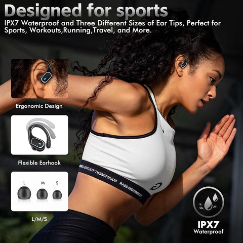 Wireless Earbuds Bluetooth 5.4 Headphones 80Hrs Playtime Ear Buds IPX7 Waterproof Sports Earphones Wireless Charging Case Over-Ear Earhooks Headest