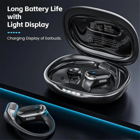 Open Ear Wireless Earbuds Bluetooth 5.4 Headphones 40Hrs Playtime Stereo Sound Earphones with IP7 Waterproof Ear Buds for Android iOS Workout Gym Sports