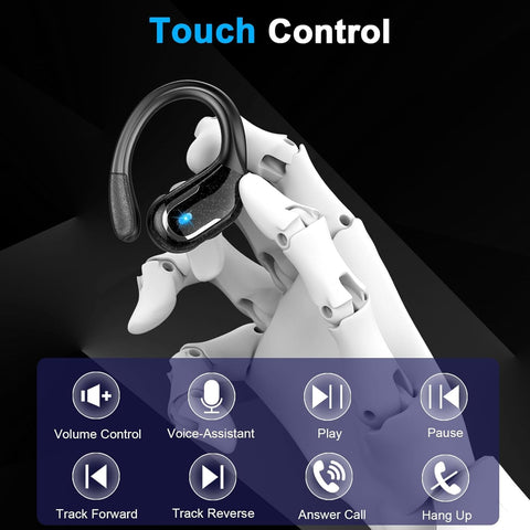 Wireless Earbud 75Hrs Bluetooth 5.3 Headphones IP7 Waterproof for Sport Running Wireless Earphones with ENC Noise Cancelling Mics Deep Bass Over Ear bud with Earhooks for Android iOS Workout Gym