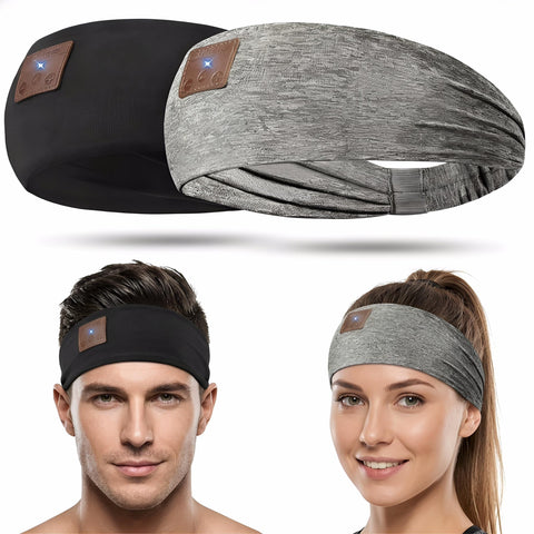 2-Pack Bluetooth 5.4 Sleep Headband,Ultra Thin Stereo Speaker Wireless Sleep Headphones,Soft Comfort Headband Earphones for Side Sleepers,Insomnia,Yoga,Running,Travel,Daily Relaxation Gift(Grey+Blue)