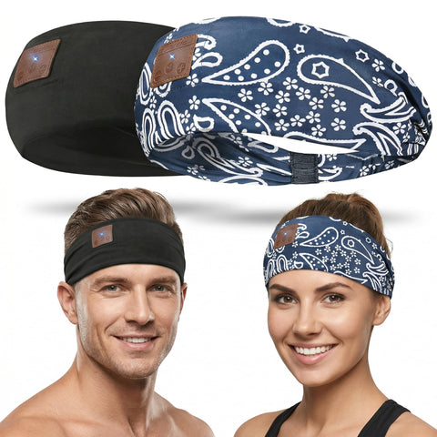 2-Pack Bluetooth 5.4 Sleep Headband,Ultra Thin Stereo Speaker Wireless Sleep Headphones,Soft Comfort Headband Earphones for Side Sleepers,Insomnia,Yoga,Running,Travel,Daily Relaxation Gift(Grey+Blue)