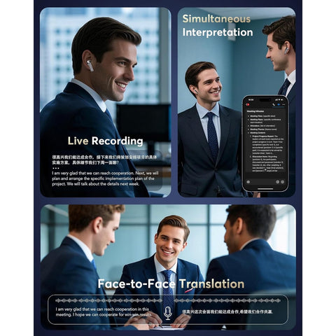 AI Translation Earbuds Real Time,188 Language Translator Earbuds, Audifonos Traductores Inglés Español,3-in-1 Translating Device,Noise Cancelling Translate Ear Buds with for Travel & Business Meeting