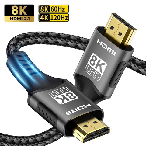 8K HDMI 2.1 Cable 8K@60Hz 48Gbps EARC ARC HDCP Ultra High Speed HDR For RTX Video Cable PC Laptop Projector HD TV PS5