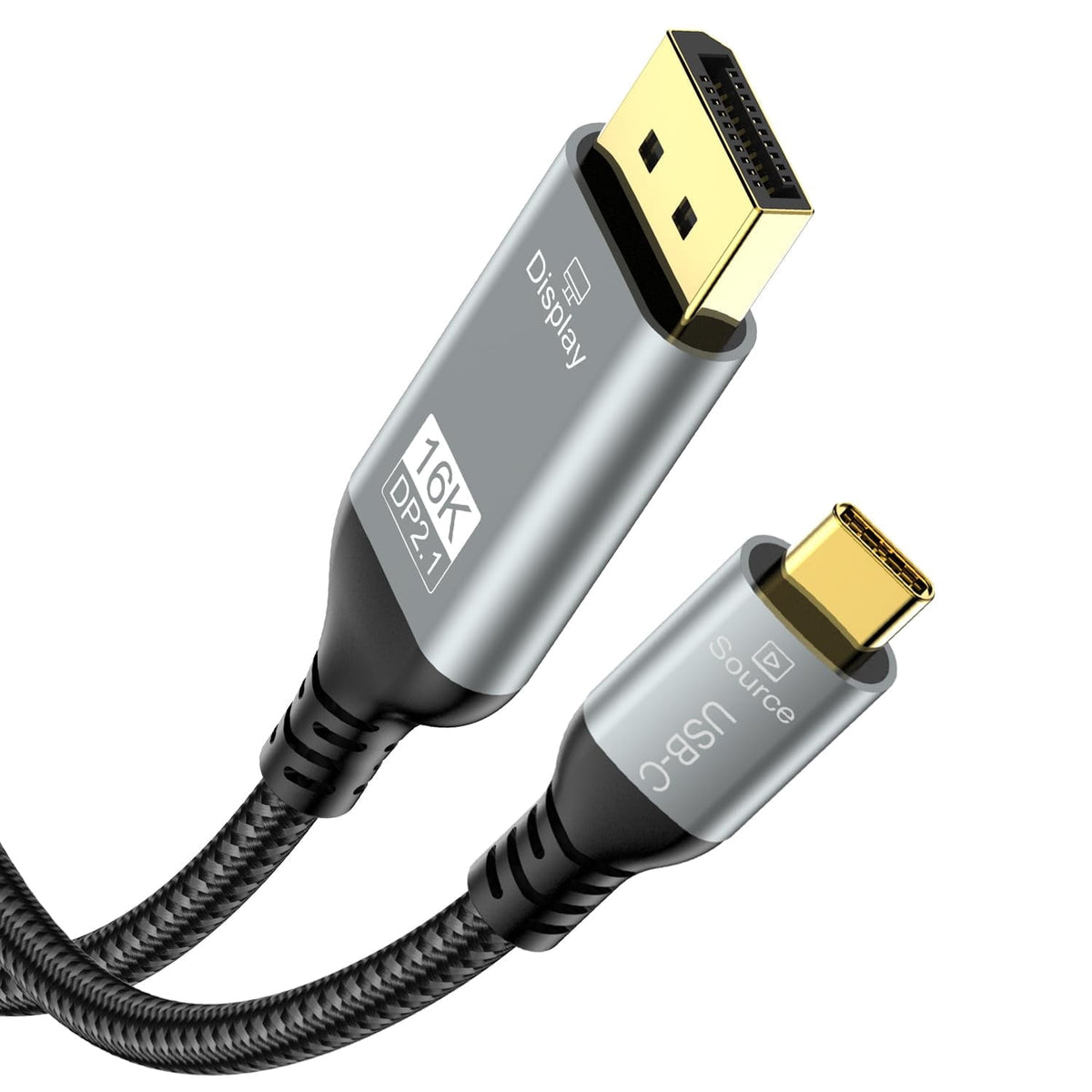 USB C to DisplayPort 2.1 Cable 16K@30Hz 8K@120Hz 4K@240Hz, Type C to DP Cable 40Gbps, Compatible With MacBook Pro M4/iPhone /Dell XPS/Surface/Gaming Monitor 3.3FT 6.6FT 10FT