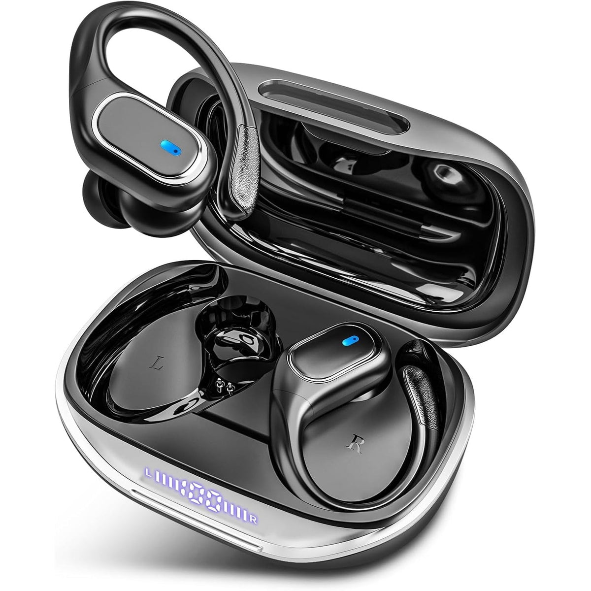Wireless Earbuds Bluetooth 5.4 Headphones 80Hrs Playtime Ear Buds IPX7 Waterproof Sports Earphones Wireless Charging Case Over-Ear Earhooks Headest