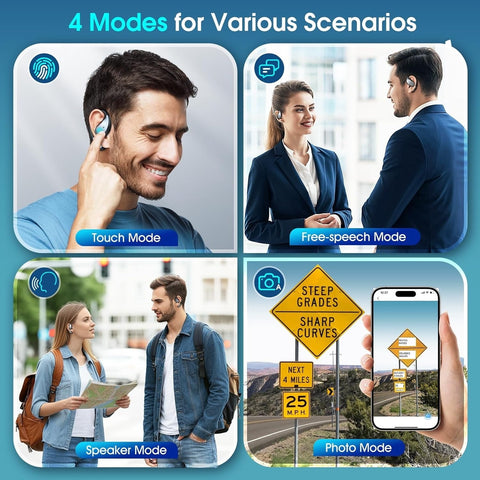 Translation Earbuds Real Time, 6 in 1 AI Translator Earbuds with 144 Languages & Accents, Support 8 Offline, Voice or Video Call, Wireless OWS Translating Earbuds for Travel Business Learning