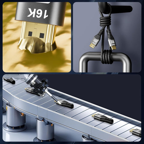 Jumaocun 16K HDMI 2.2 Cable 96 Gbps Ultra High Speed HDMI Braided cord 16K@60Hz 8K@120Hz 4K@240Hz HDCP 2.2&2.3 HDR10 Dolby Compatible with PS5 PlayStatio5 TV PC Monitor Xbox Series