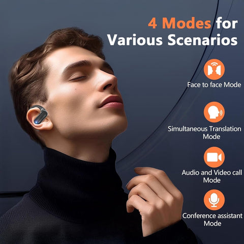 AI Translation Earbuds Real Time,182 Language Translator Earbuds,5-in-1 Open Ear Translator Device,Audifonos Traductores Inglés Español,Translating Headphones for Travel Learning with Charging Case