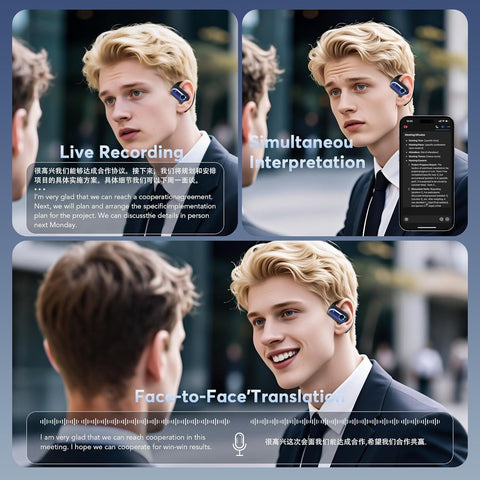 168 Languages AI Live Translation Earbuds, 4-in-1 Smart Mode Bluetooth 5.4 Touch Screen Earphones Real-Time Headphones Translator, Fit iOS and Android Ideal for Business and Learning