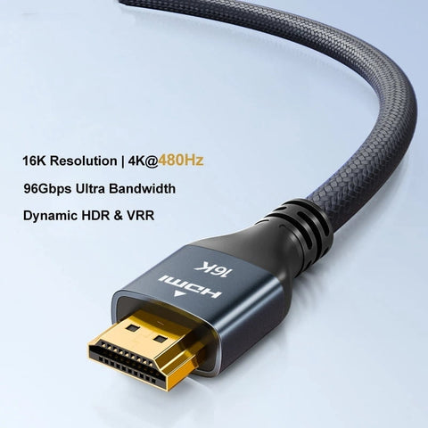 16K HDMI 2.2 Cable 96Gbps Ultra High Speed 8K120Hz 4K480Hz HDMI Cord HDCP 2.3 HDR10 Compatible With PS5/Xbox Series X|S/Roku TV/Gaming 3.3FT/6.6FT/10FT