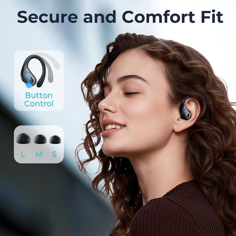 Active Noise Cancelling Earbuds Wireless Bluetooth 5.4 Headphones Ear Buds 90Hrs Playback Stereo Bass Earphones with Mic Over-Ear Hooks Headphones IPX7 Waterproof Headset for Work Sports Running Gym